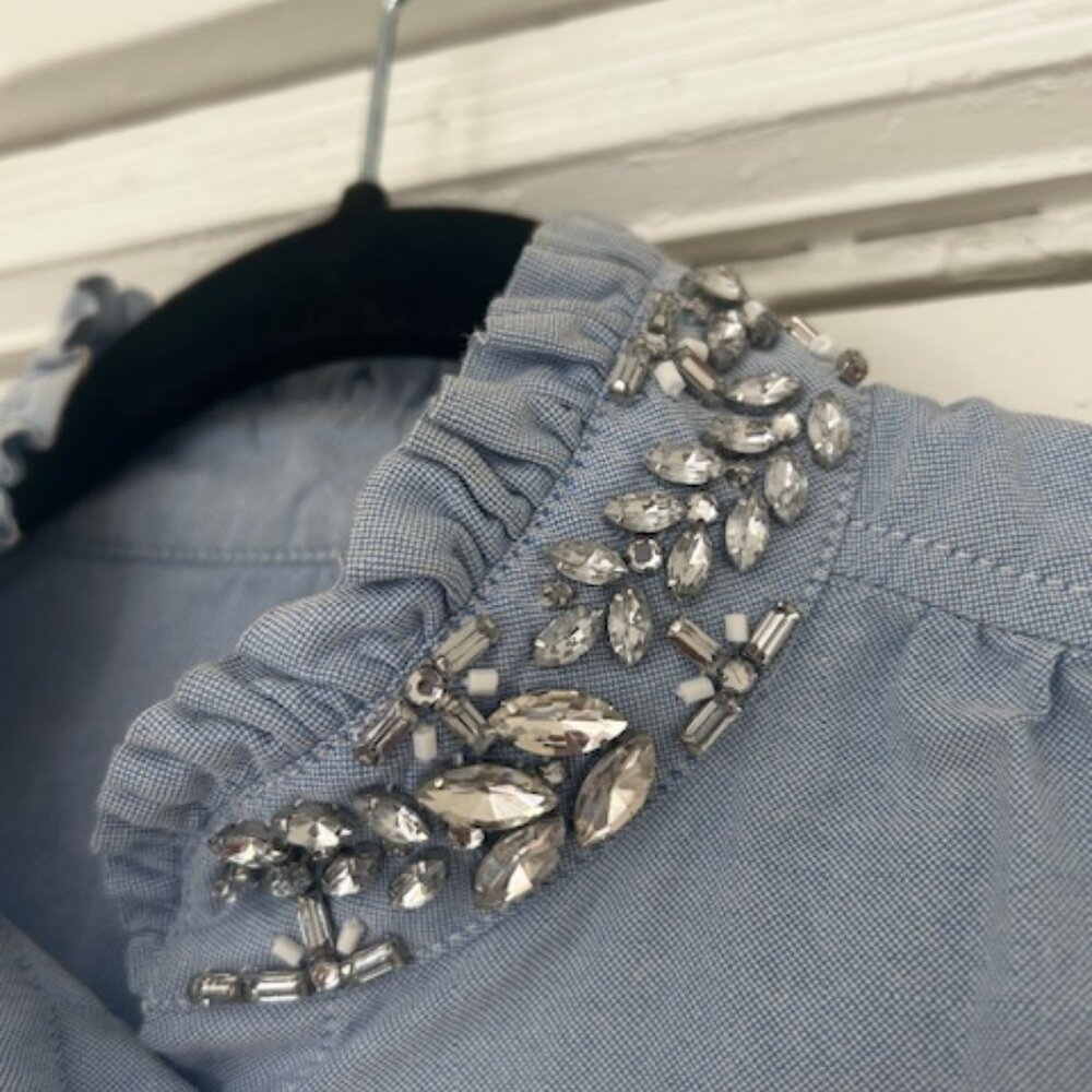 J Crew Jewel-Collar Oxford Shell